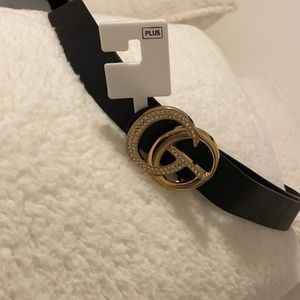 Black Rhinestone GG Belt